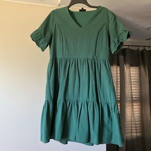 Elegant Green Tiered Nursing Dress